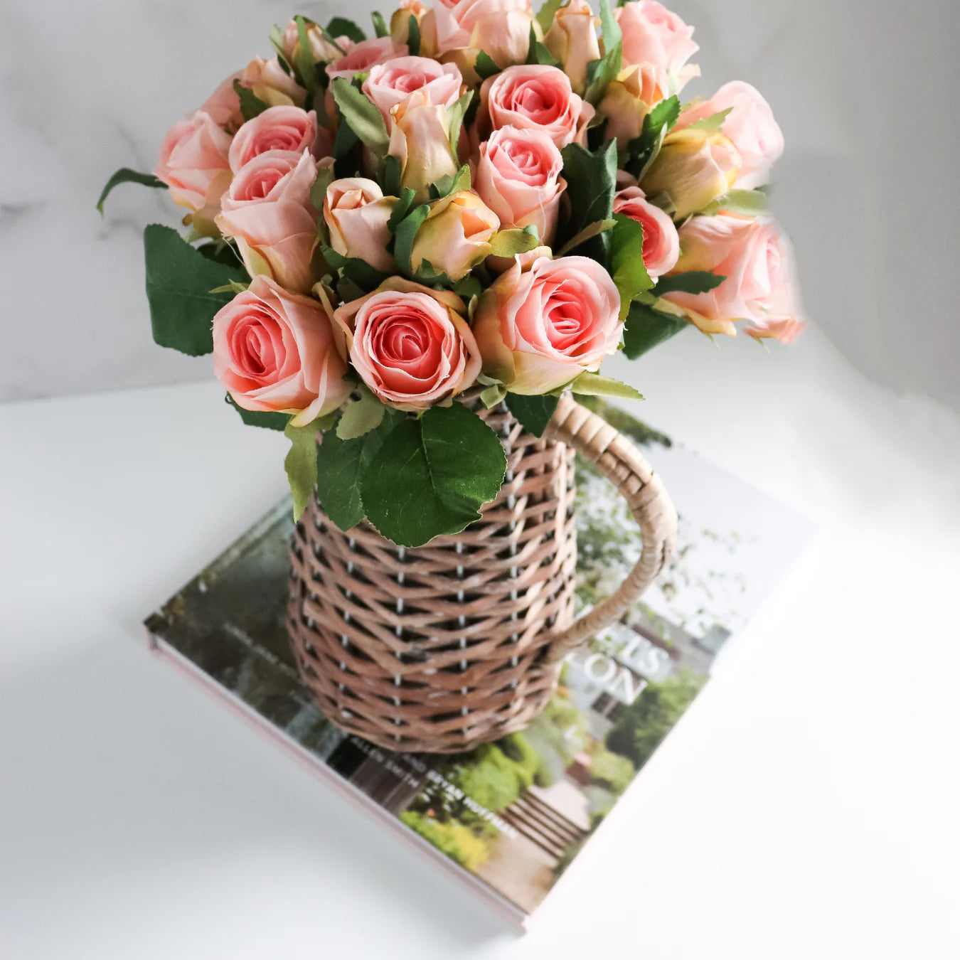 Wicker Pitcher Vase with Handle