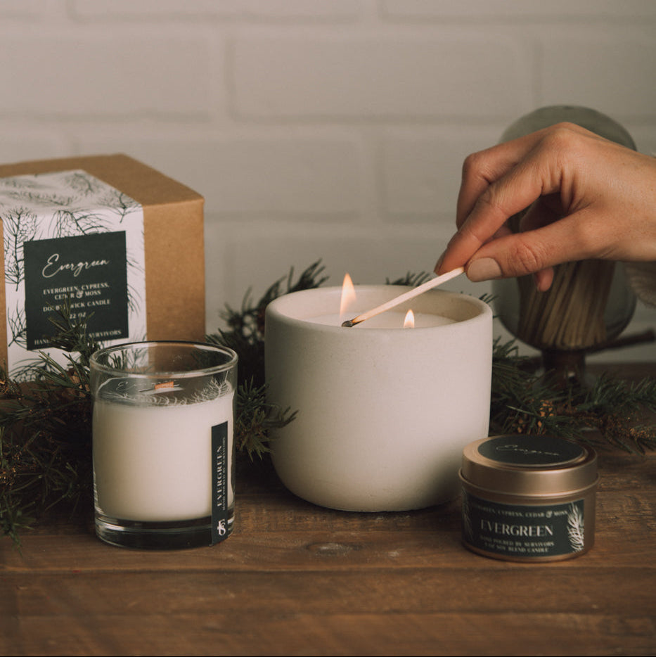 Evergreen Cement Candle