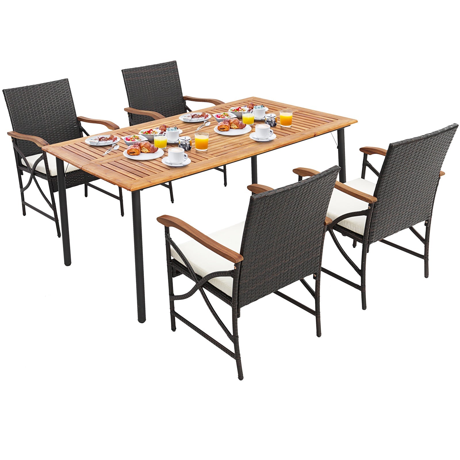 5/7-Piece Acacia Wood Outdoor Dining Set