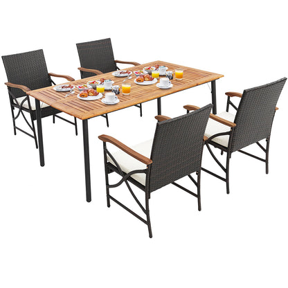 5/7-Piece Acacia Wood Outdoor Dining Set