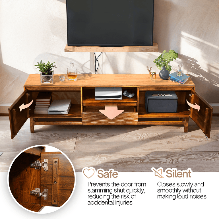 Acacia Elara Solid Wood TV Stand with Storage and Cable Management - 3 Finishes