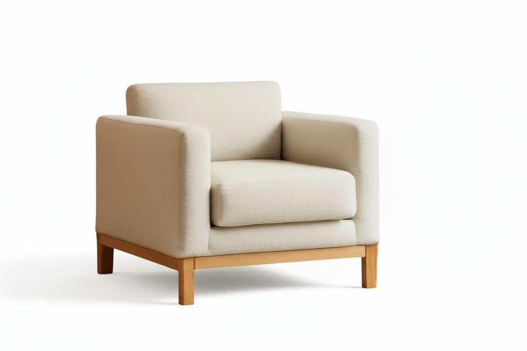 Beige 41.34 Inches Boucle Upholstered Accent Chair
