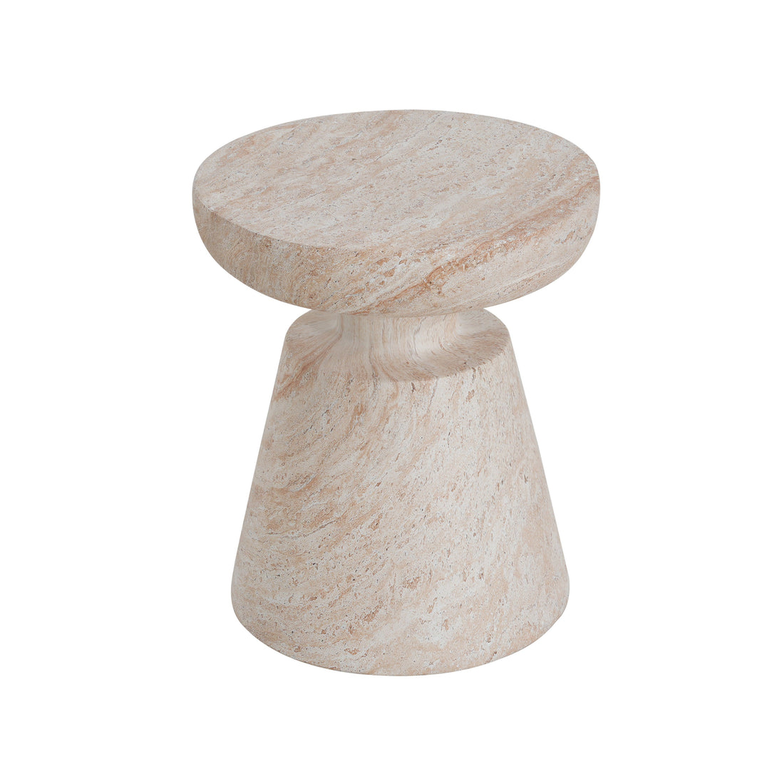 Outdoor/Indoor Lightweight Concrete Side Table in Travertine Finish