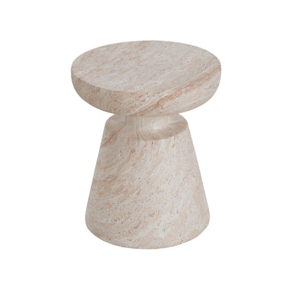 Outdoor/Indoor Lightweight Concrete Side Table in Travertine Finish