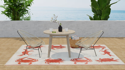 Crab Orange &amp; Cream Outdoor Mat