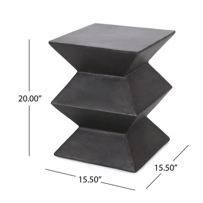 Indoor/Outdoor Lightweight Concrete Side Table in Metal Finish