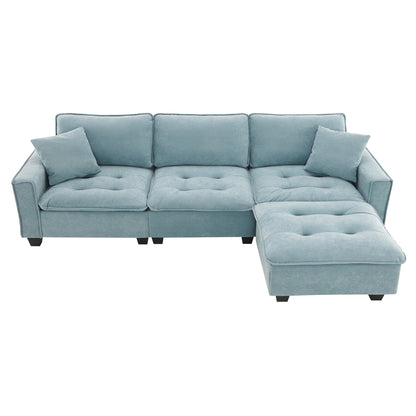Modern Reversible Sofa Sectional in Sky Blue