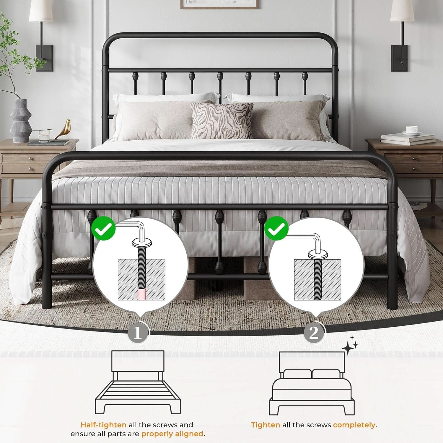 Queen Size Metal Platform Bed Frame