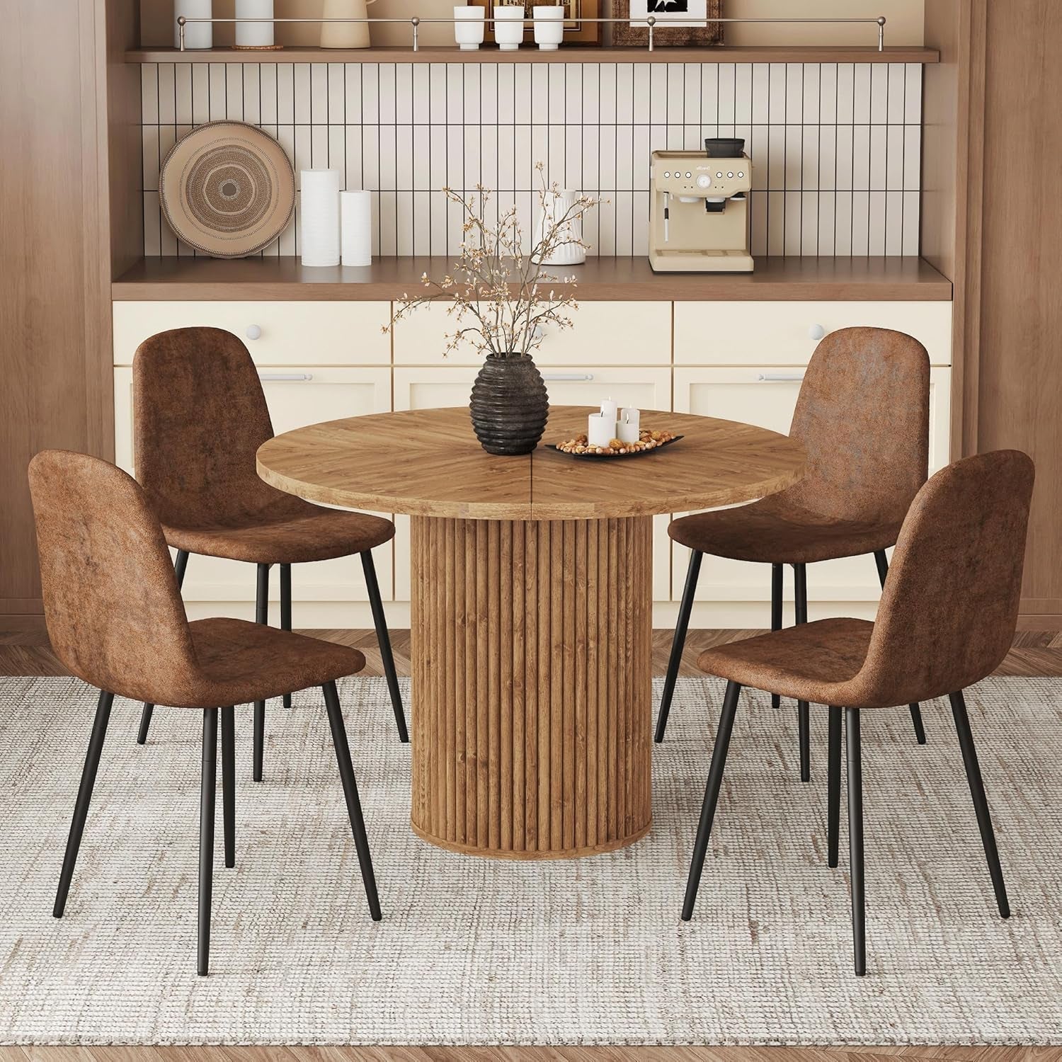 Modern Round Dining Set For Four