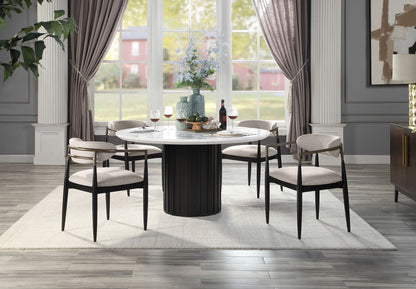 Beige and Black Armchair with Open Back - Set of 2