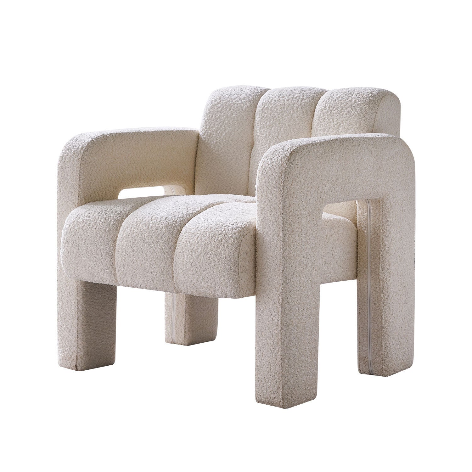 White Boucle Upholstered Accent Chair