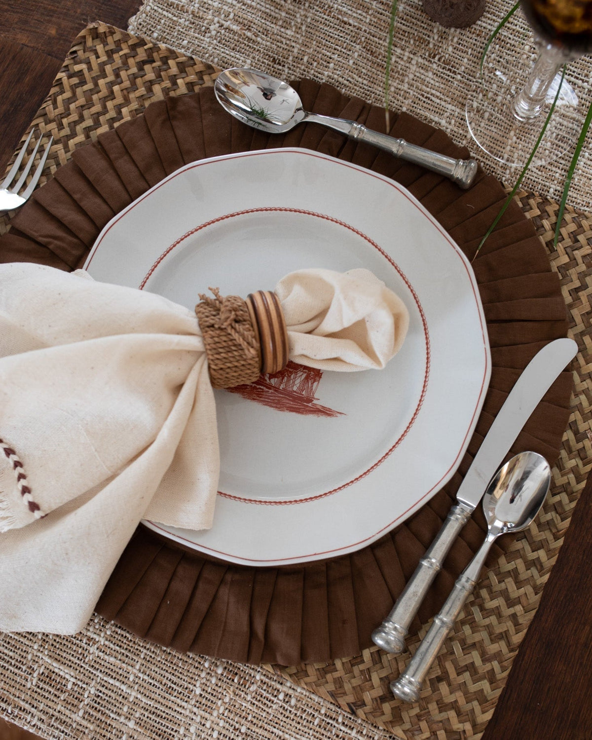 Chocolate Ruffle Circle Placemat | Set of 2