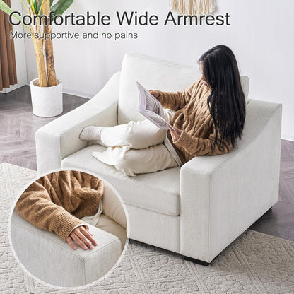 47 Inch Wide Ivory Upholstered Contemporary Armchair