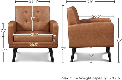 Brown Midcentury Upholstered Ergonomic Armchair