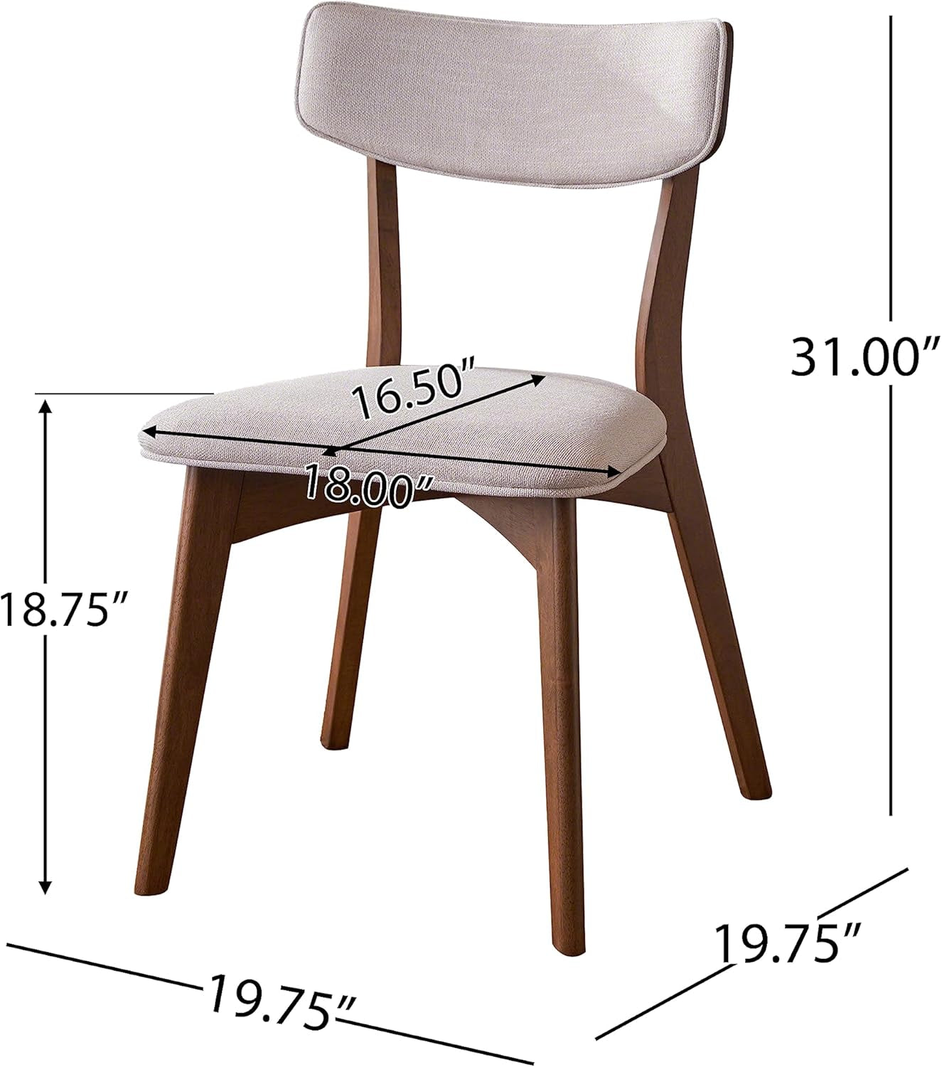 Mid Century A-Frame Dining Set - Walnut with Beige Upholstery