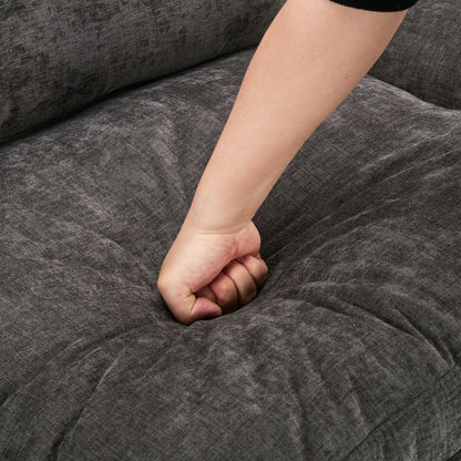 Cozy Upholstered Oversized 3-Seater Cloud Sofa in Dark Gray