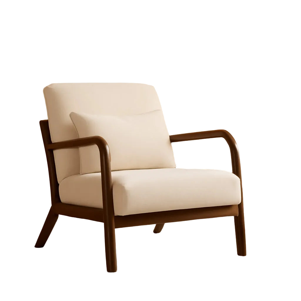 Linen Upholstered Armchair in Creamy White