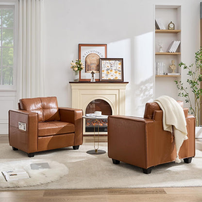 Brown Faux Leather Upholstered Accent Chair