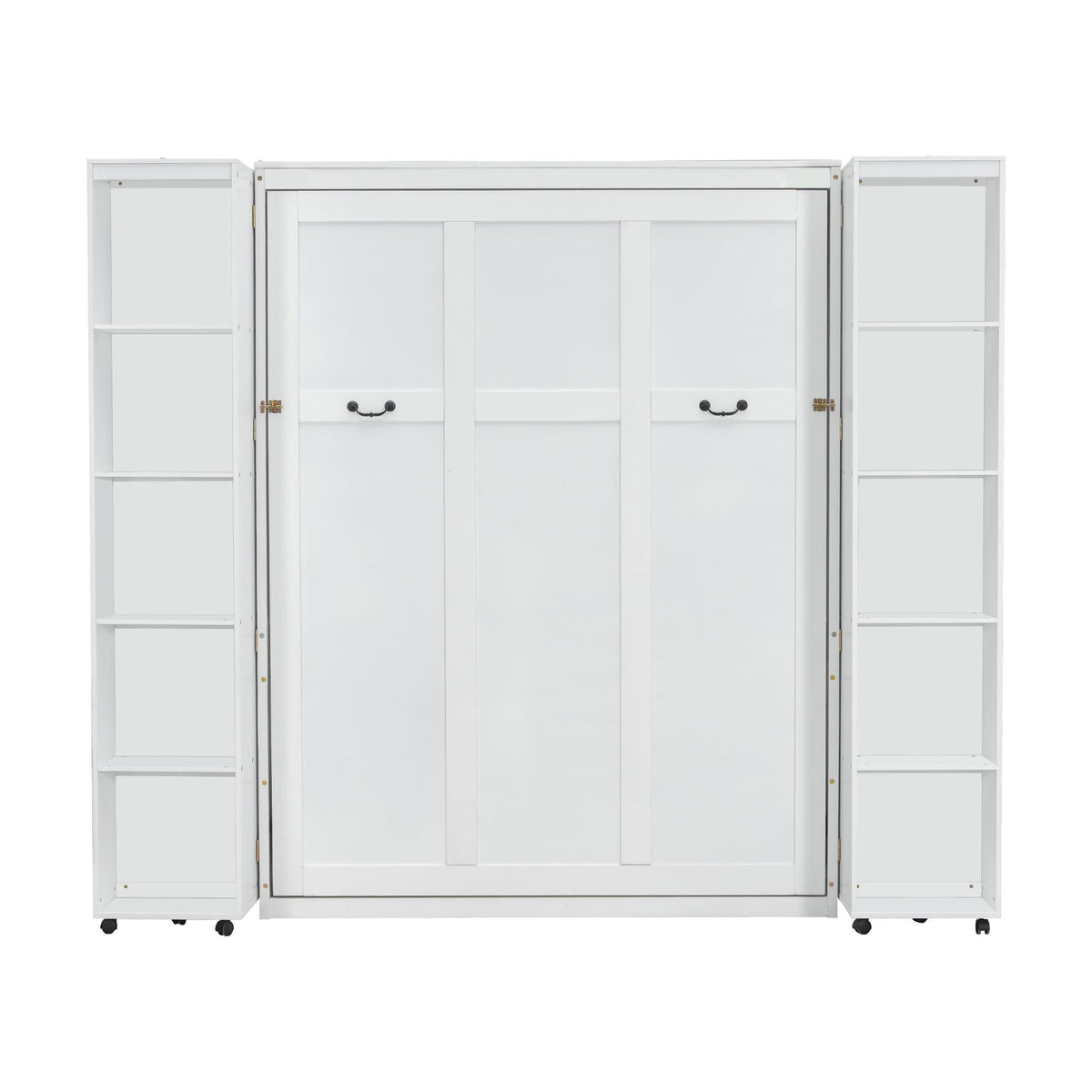 Queen Murphy Bed with Storage Doors - White