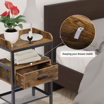 Set of 2 Industrial Style Nightstands