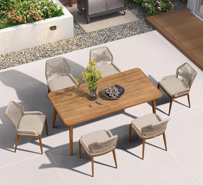 7 Piece Outdoor Dining Set With Wicker Chairs And Table