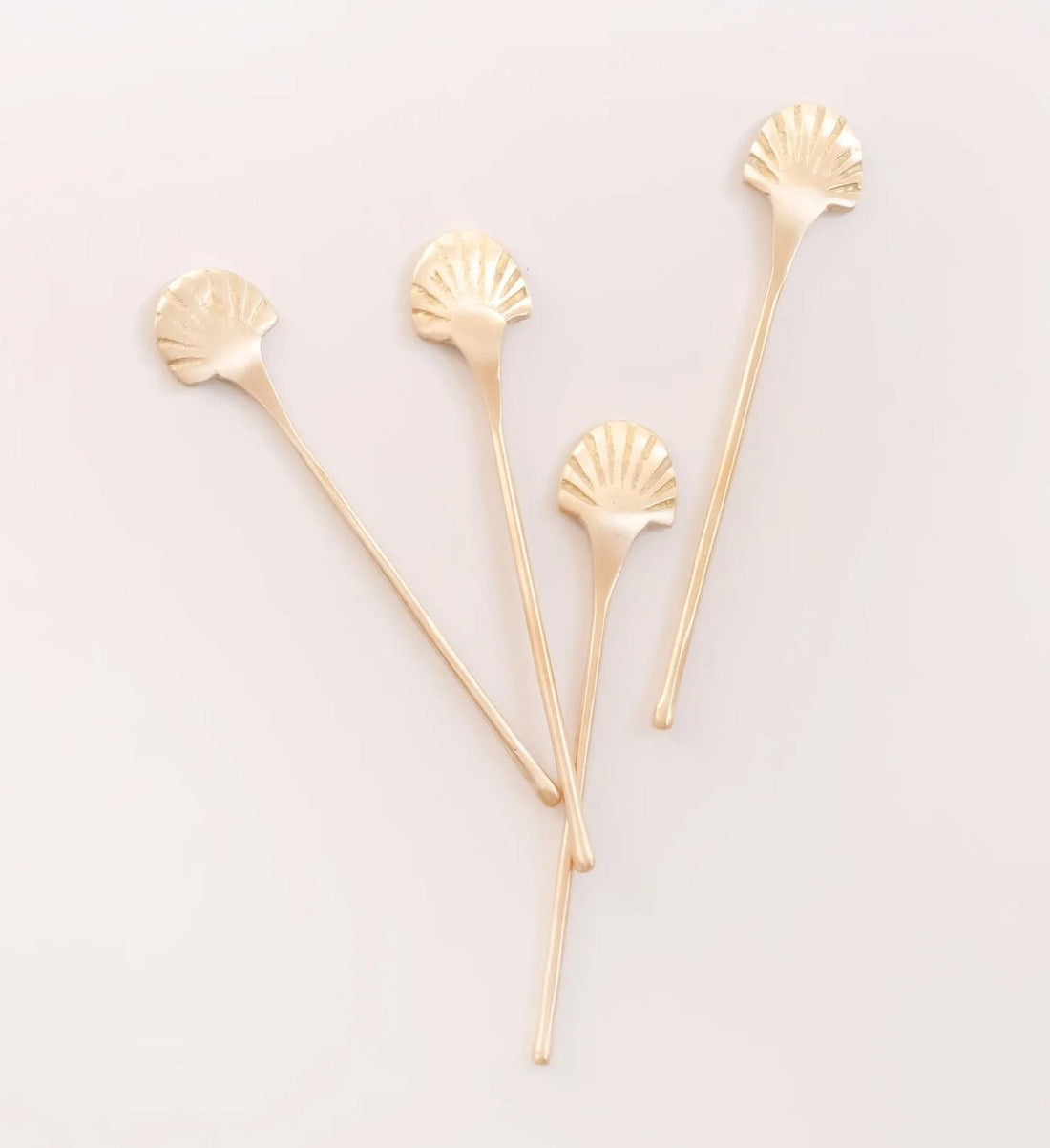 Set of 4 Brass Seashell Stirrers - Small