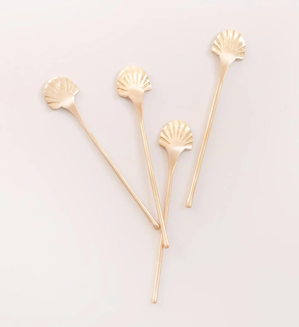 Set of 4 Brass Seashell Stirrers - Small
