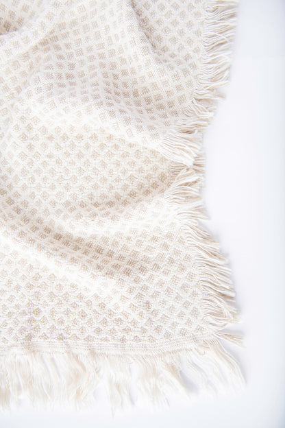 Cream and Beige Diamond Jacquard Woven Throw