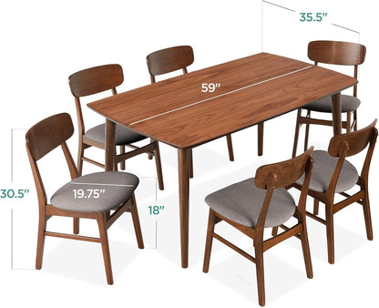 Midcentury Walnut Gray Durably Crafted Dining Set