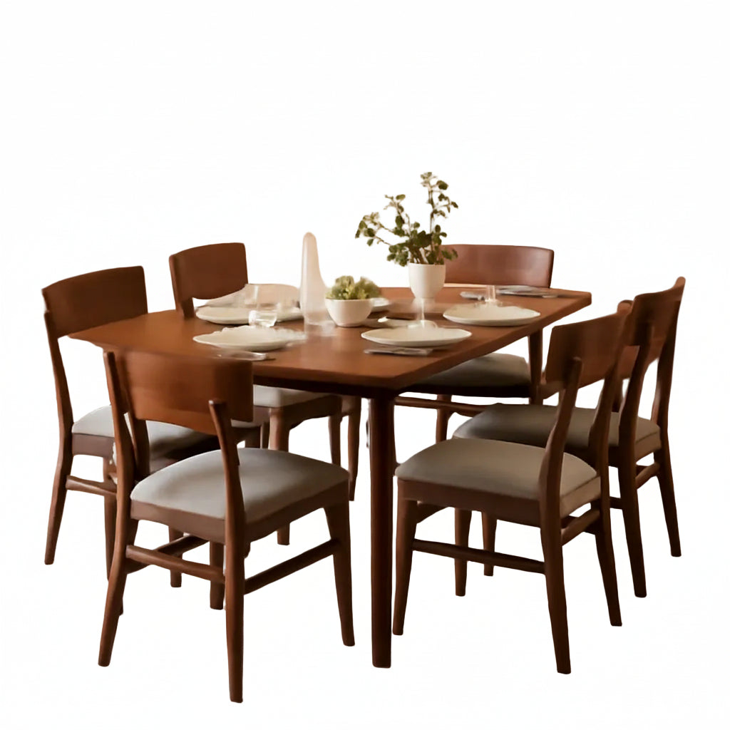 Midcentury Walnut Gray Durably Crafted Dining Set