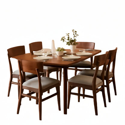Midcentury Walnut Gray Durably Crafted Dining Set
