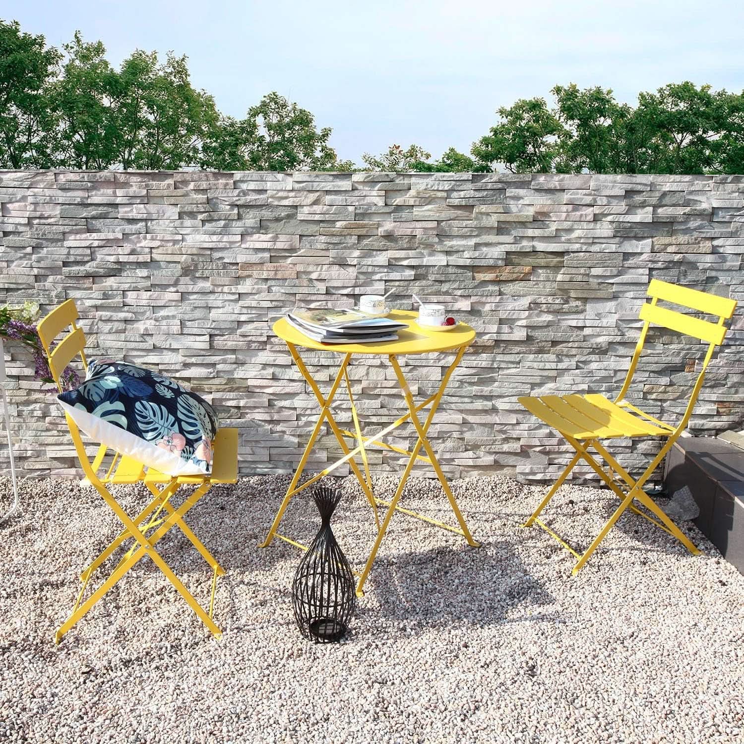 3 Piece Outdoor Bistro Set - Yellow
