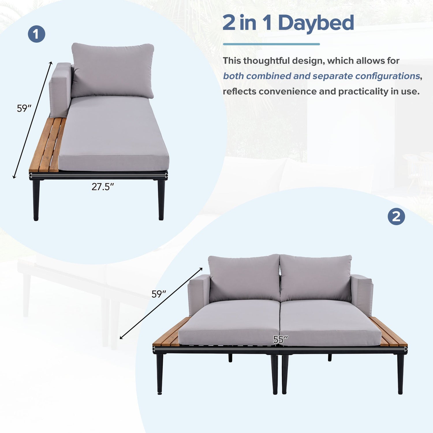 Outdoor Daybed - Double (2-in-1)
