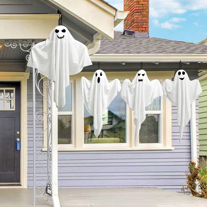 4 Pack Halloween Hanging Ghosts - 27.5 inch
