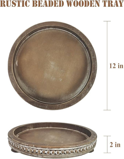 12 Inch Rustic Wooden Decorative Tray
