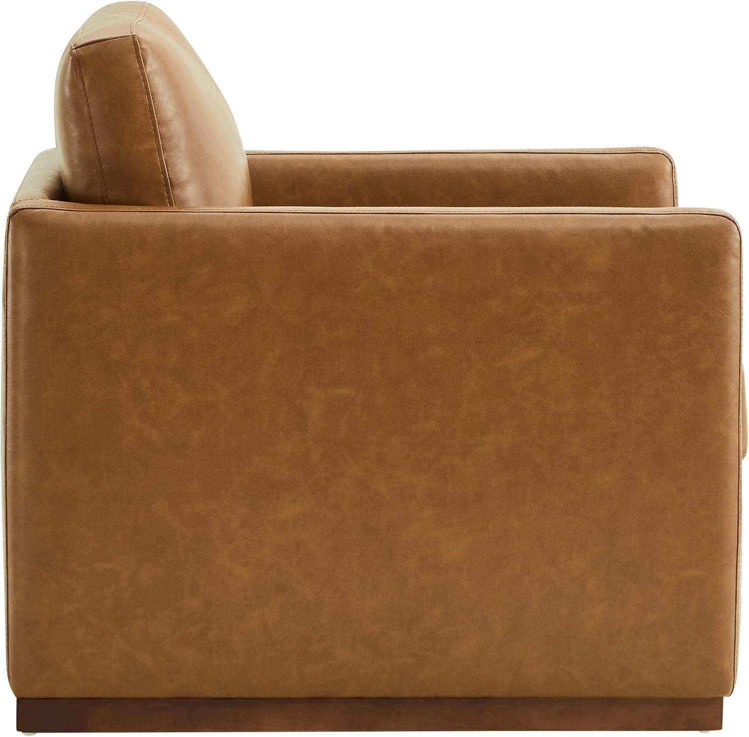 Swivel Accent Chair, Faux Leather in Saddle Brown