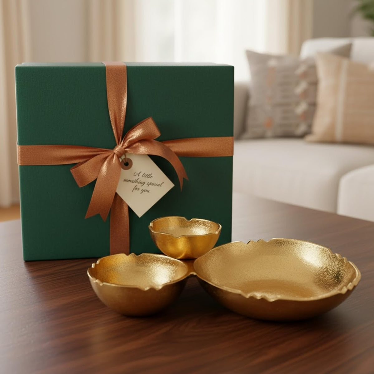 3 Cluster Decorative Bowls - Bright Gold Brass