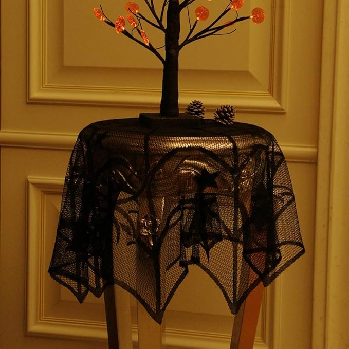 Round Black Spider Web Decorative Table Cover