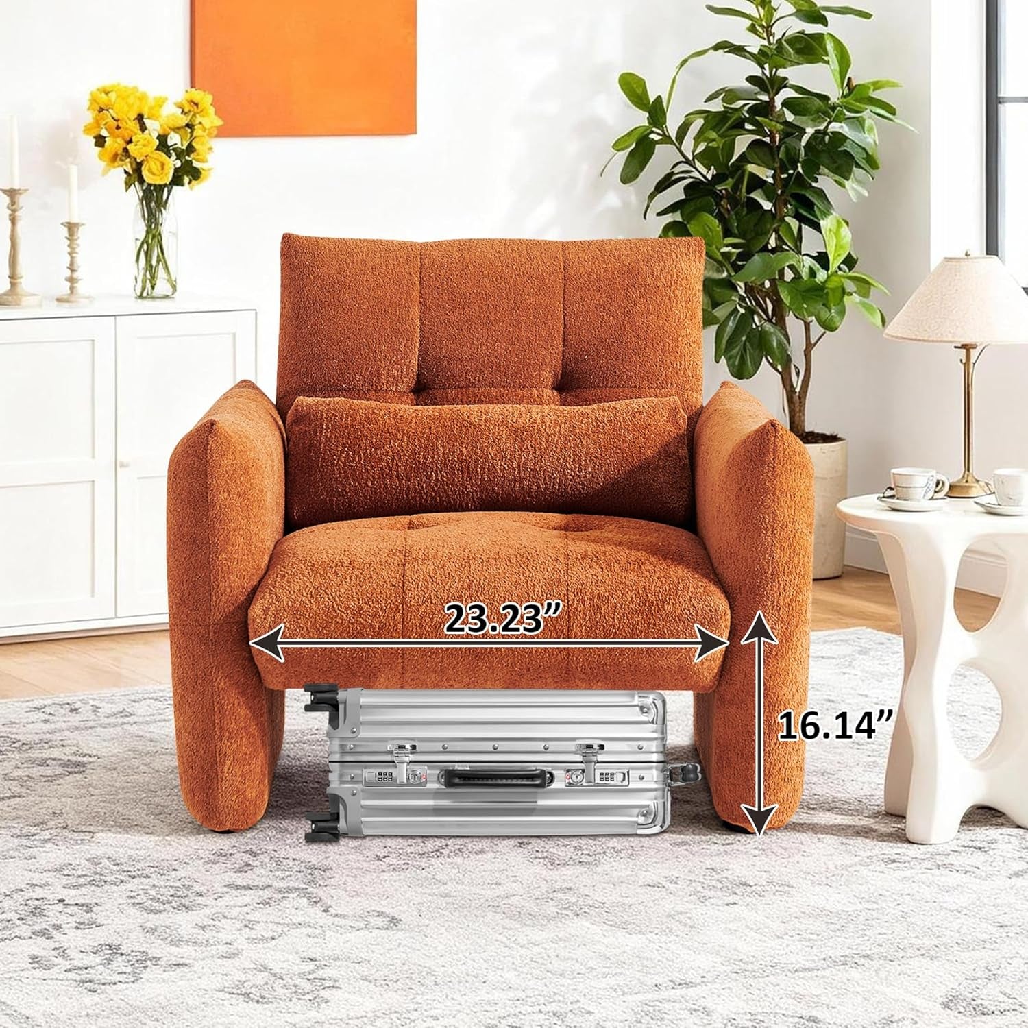 Sherpa Upholstered Arm Chair in Burnt Orange