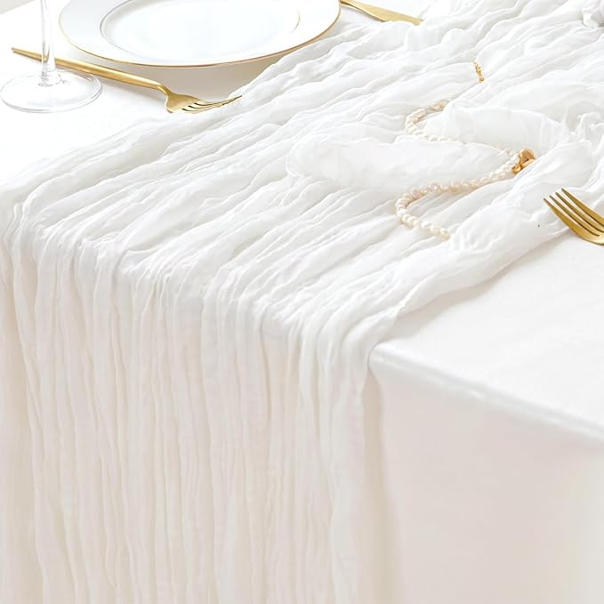 Gauze Table Runner - 10 ft Ivory