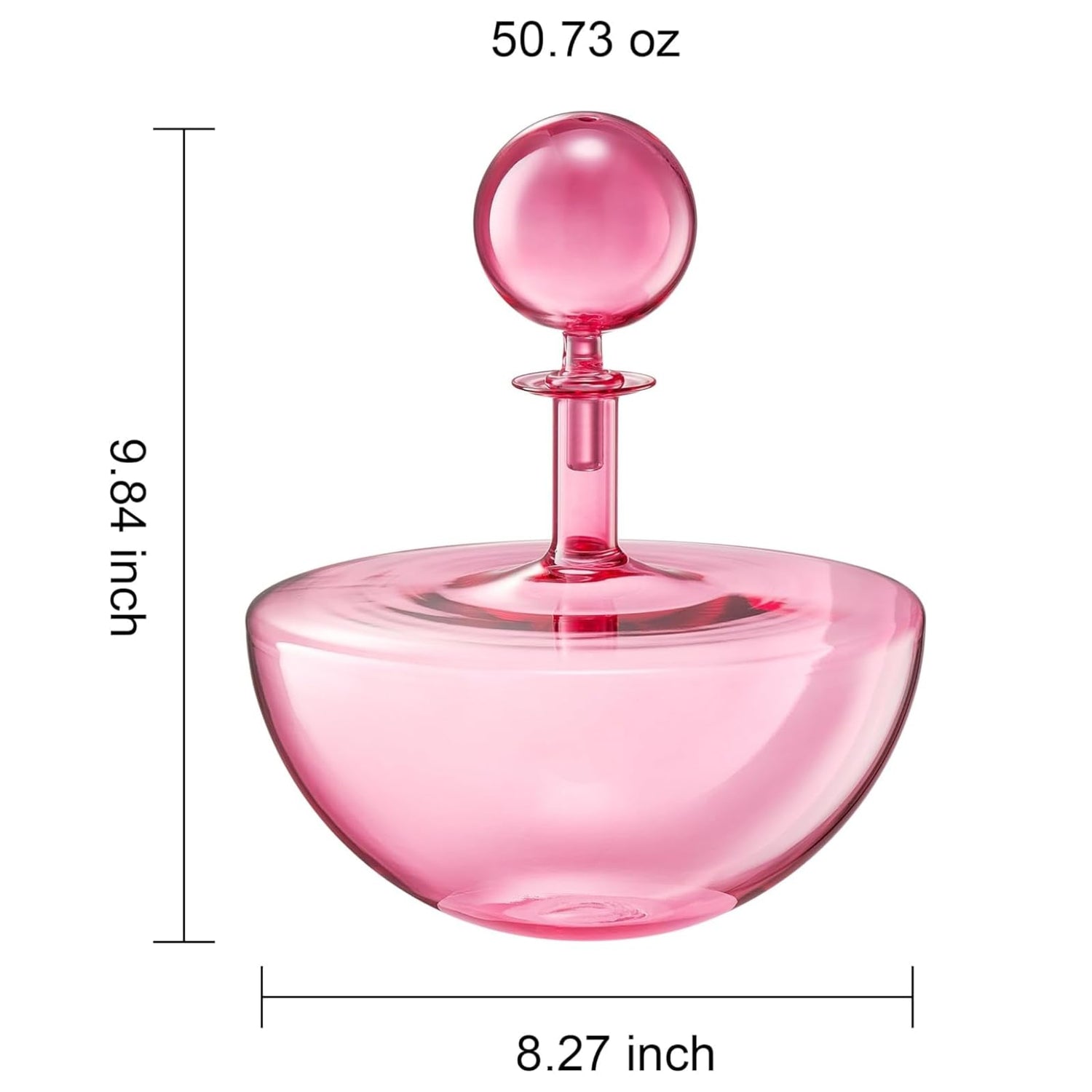 Blush Pink Low Arc Glass Decanter - Handblown Captain’s Style Carafe