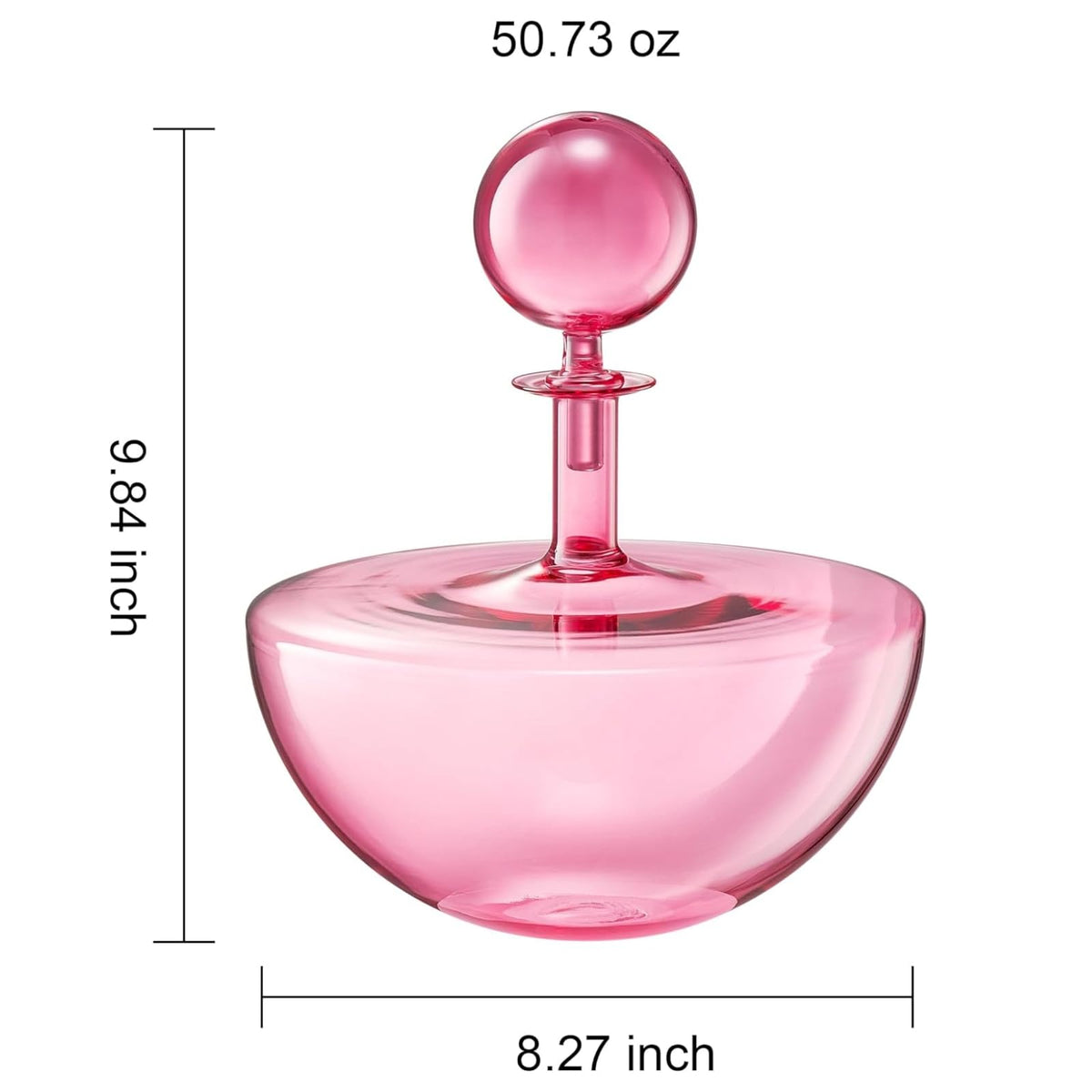 Blush Pink Low Arc Glass Decanter - Handblown Captain’s Style Carafe