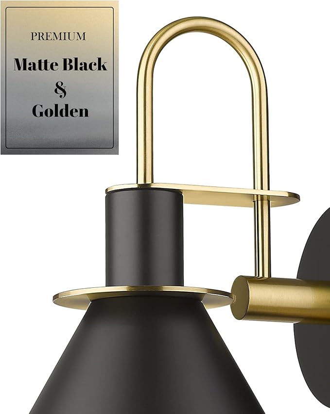 Set of 2 Modern Gooseneck Sconces - Black/Gold