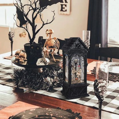 LED Halloween Snow Globe Lantern with 6-Hour Timer - Skeleton