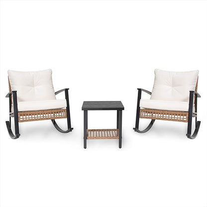 LAUSAINT HOME 3-Piece Rocking Bistro Set in Beige