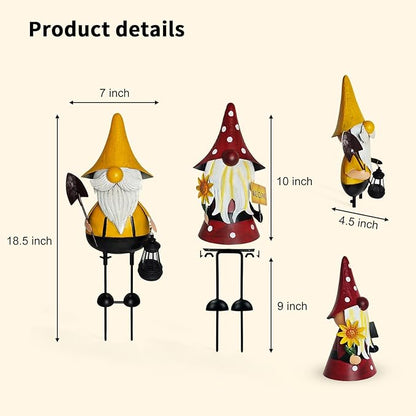 18 Inch Metal Gnome Statues - Set of 2
