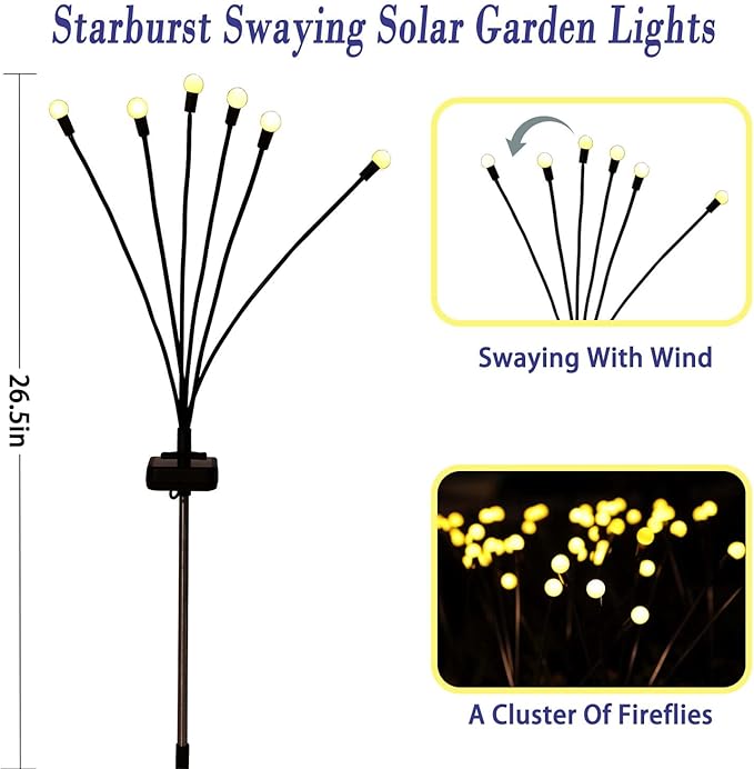 Solar Garden Lights - 4 Pack Firefly