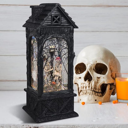 LED Halloween Snow Globe Lantern with 6-Hour Timer - Skeleton