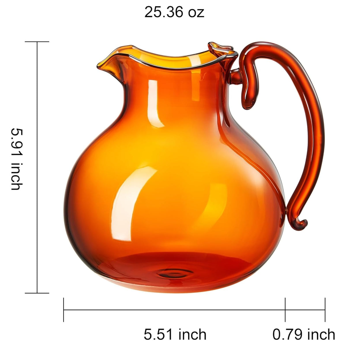 Handmade Artisan Venetian Pitcher 750ml - Amber