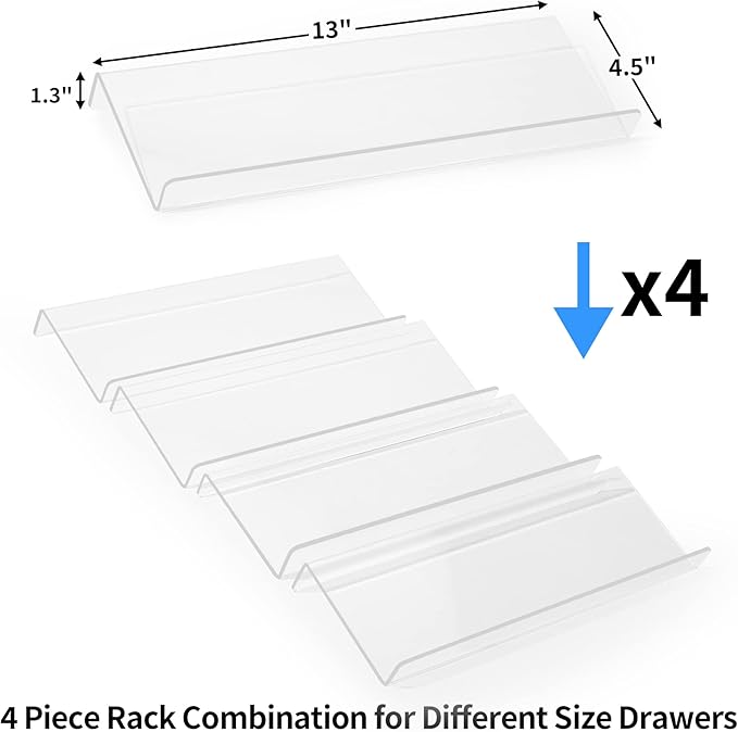 Clear Acrylic Spice Drawer Organizer - 4 Tier (Jars not included)